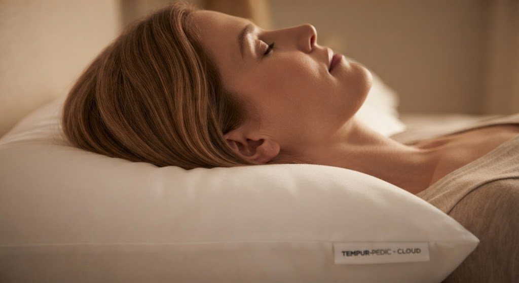 CozyLux Side Sleeping Support Side sleeper using CozyLux pillow for neck support.