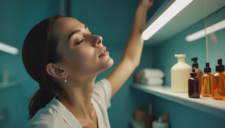 Visual context for bathroom shelves