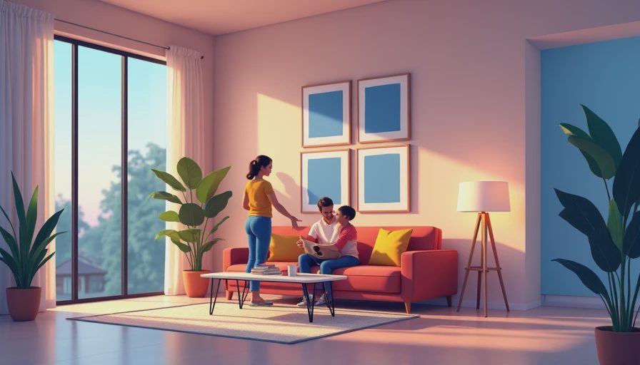 Visual context for wall art for living room